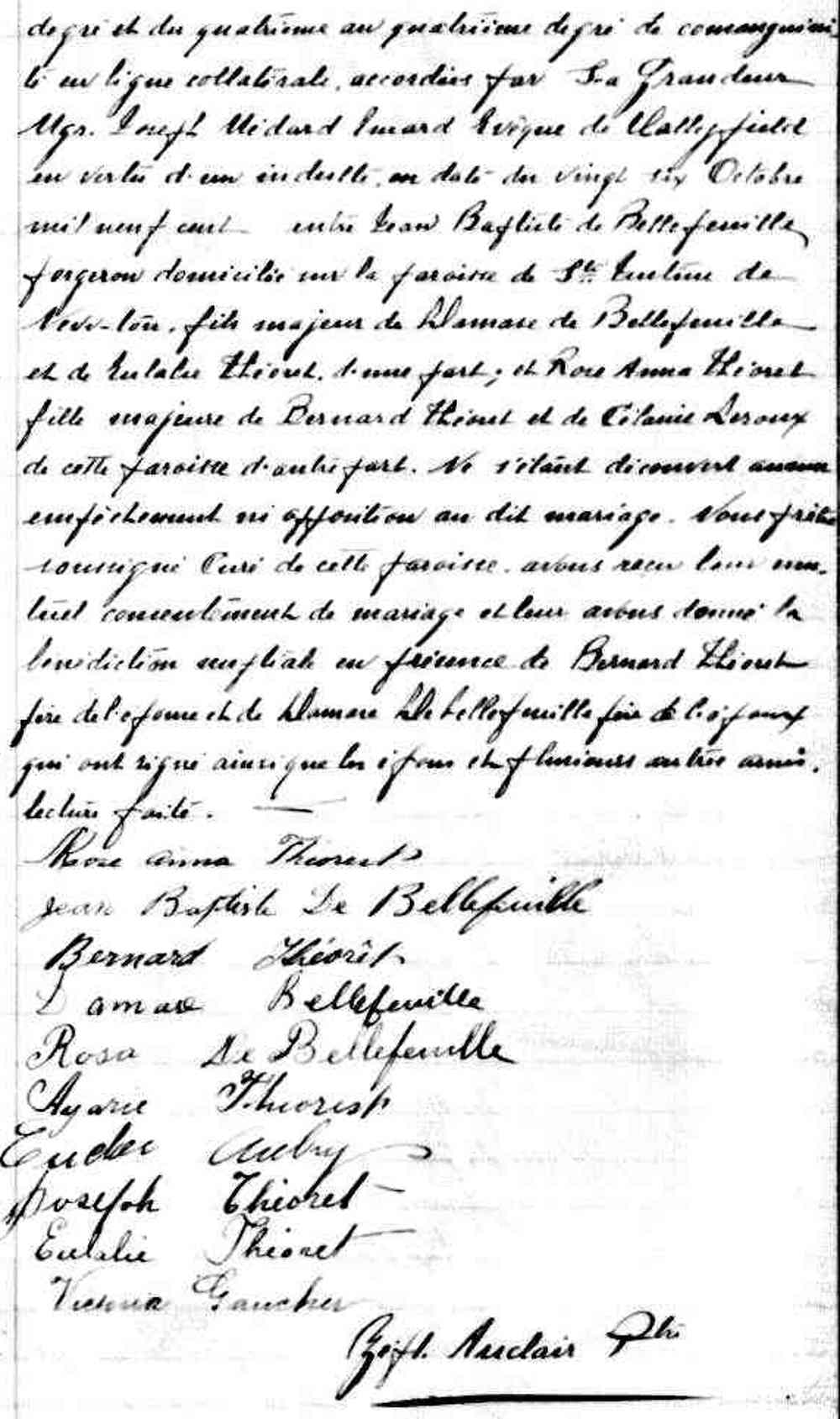 Actes de la famille Théoret