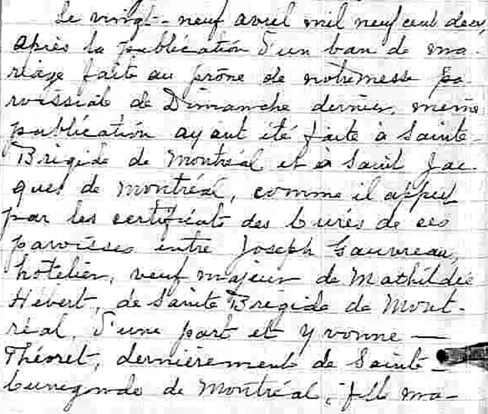 Actes de la famille Théoret