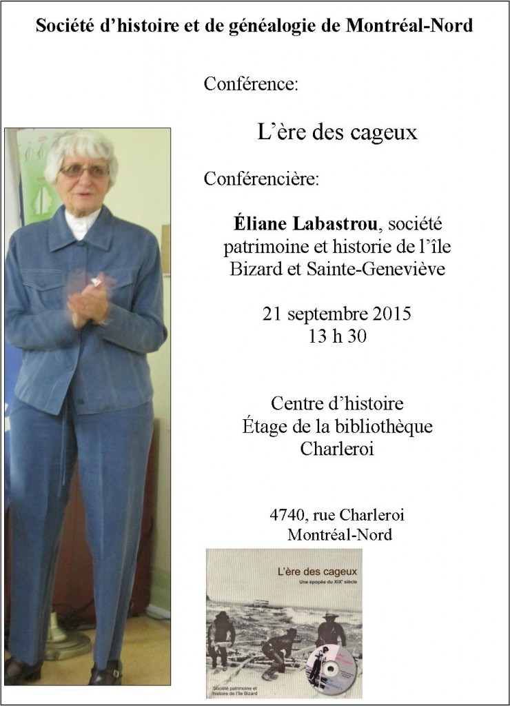 conférence Éliane Labstrou, les cageux, sept. 2015